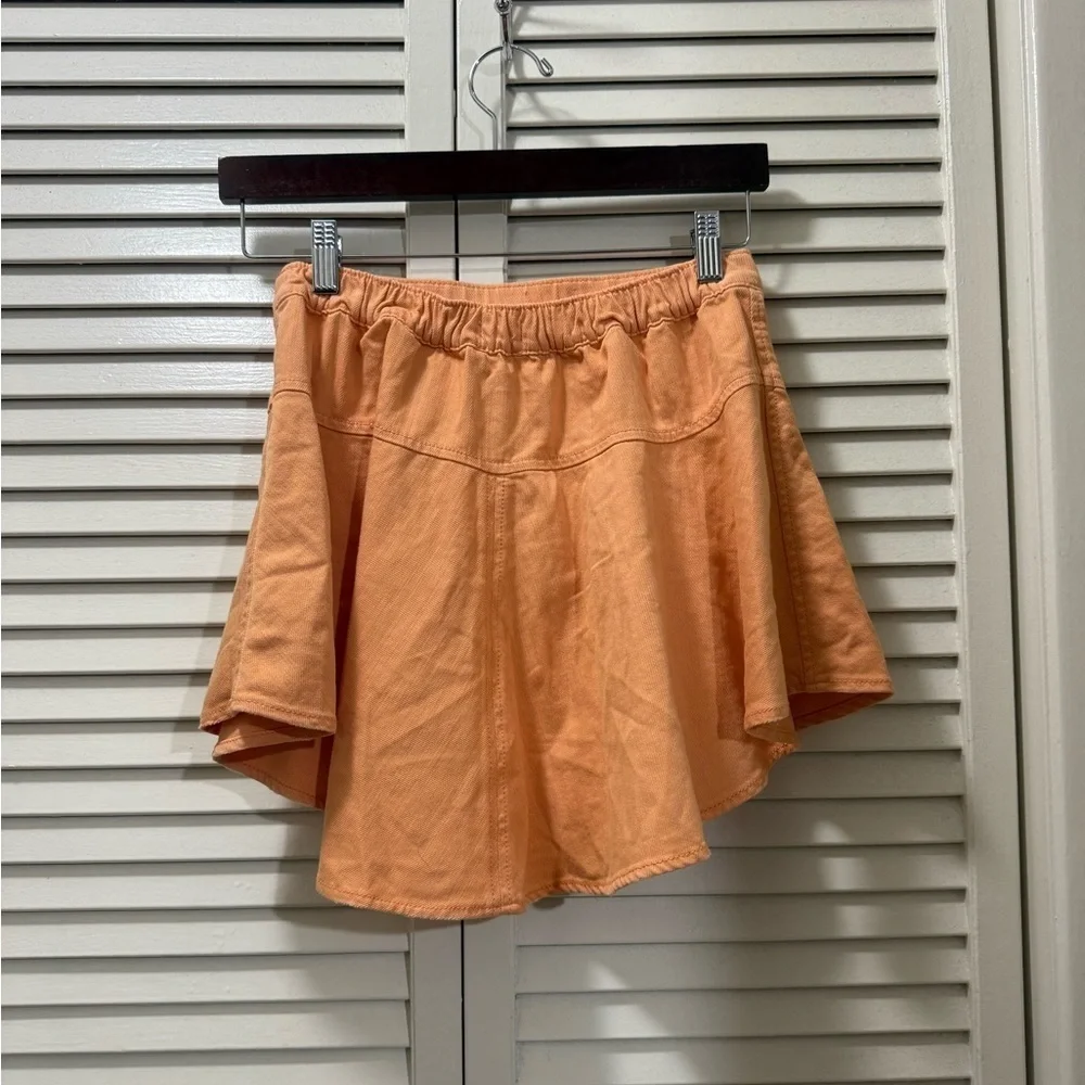 Aerie Women's Mini Denim Circle Skirt Light Orange Pull On